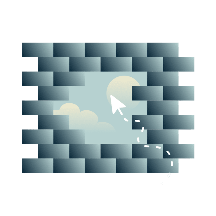 Mur de briques avec une ouverture et un curseur qui la traverse.