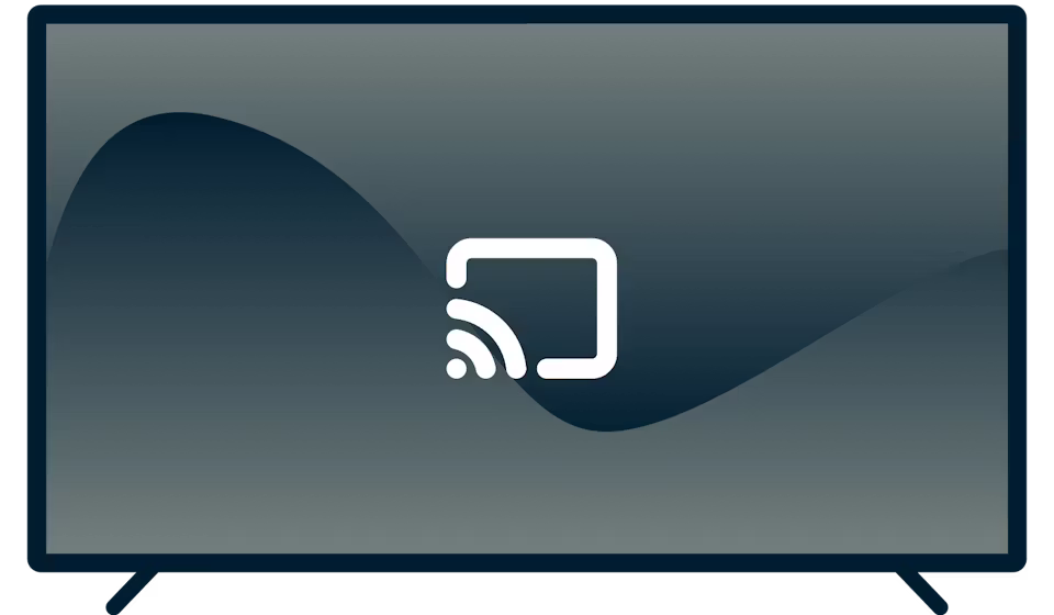 Chromecast-Logo auf einem Fernseher.