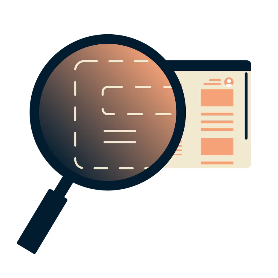 Forstørrelsesglas over en browser, der viser krypterede oplysninger.
