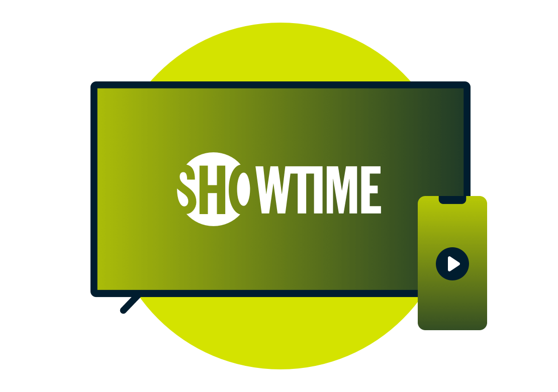 Un ordinateur portable et un t&eacute;l&eacute;phone avec le logo de Showtime.