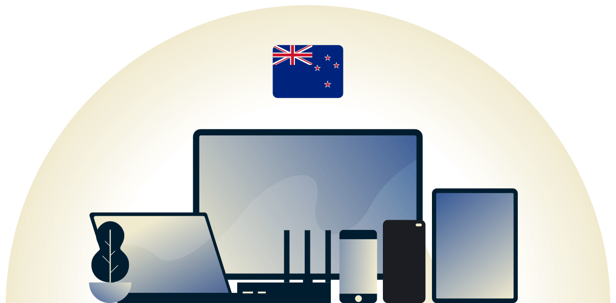 VPN de Nouvelle-Zélande protégeant une variété de dispositifs.